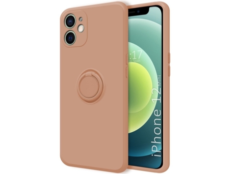 Carcasa iPhone 12 Mini (5.4) TUMUNDOSMARTPHONE Silicona Líquida con Anillo Rosa