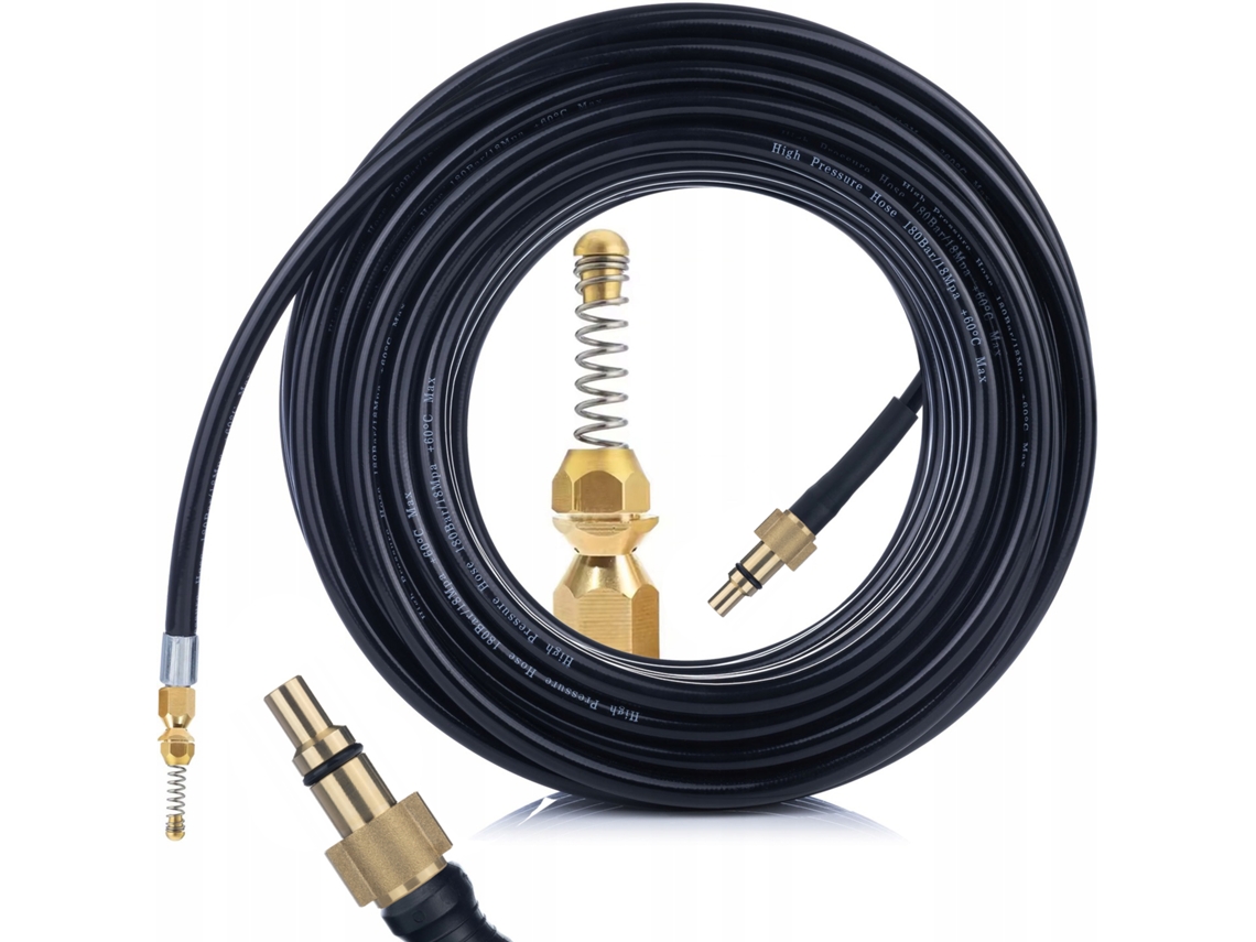 Manguera de alta precisión de 3 m – Boquilla Muelle Latón | Compatible con Con Lavor, Kanwod | Limpieza de tuberías