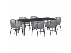 Juego de comedor de jardín de 7 piezas en color antracita. EXCLUSIVO DE MAISON.