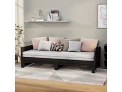 Sofá Cama Extraíble Sin Colchón Negro 2x(90x190) Cm