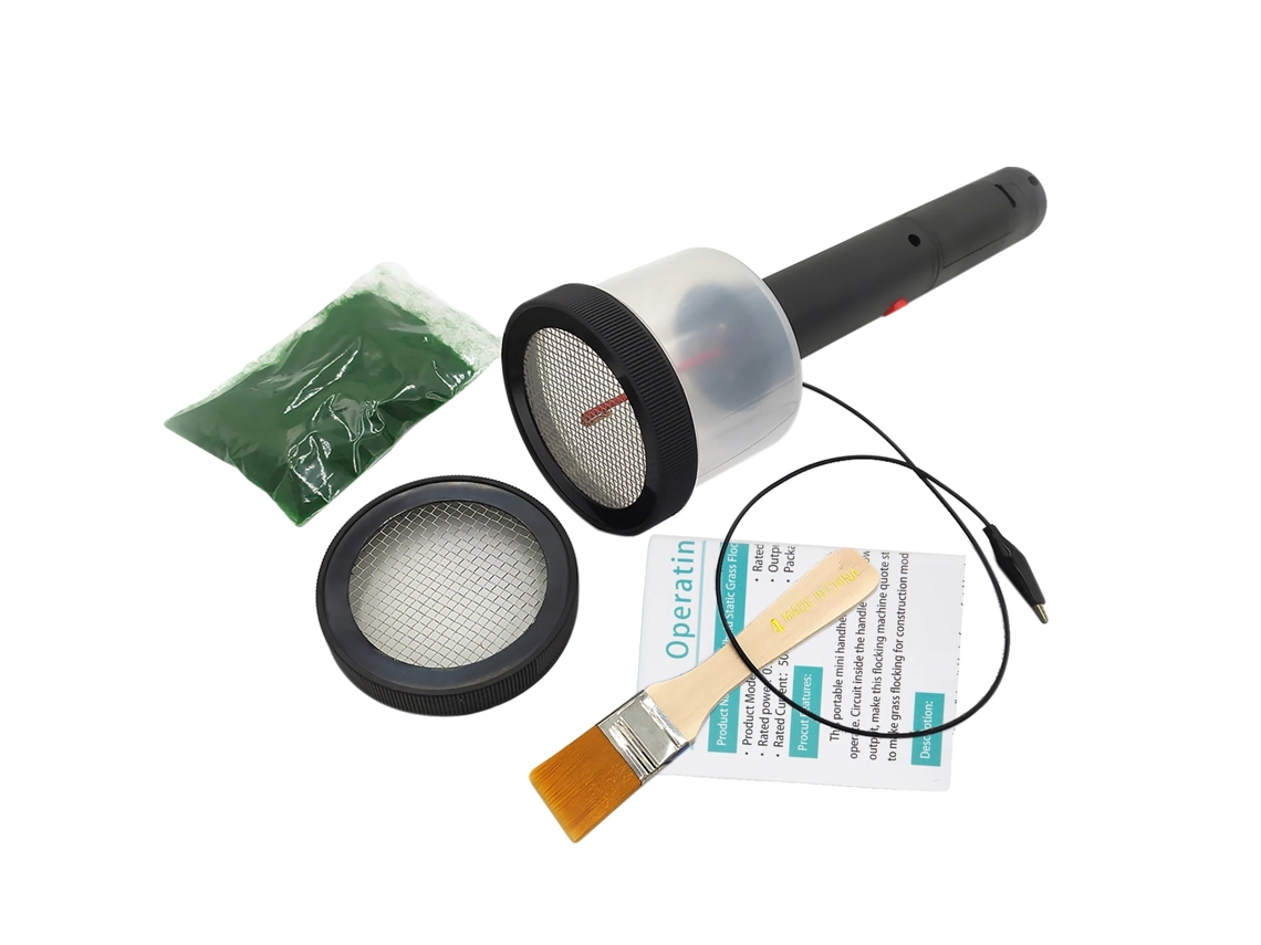 Aplicador de césped estático, material duradero, diseño fácil de usar, color negro.