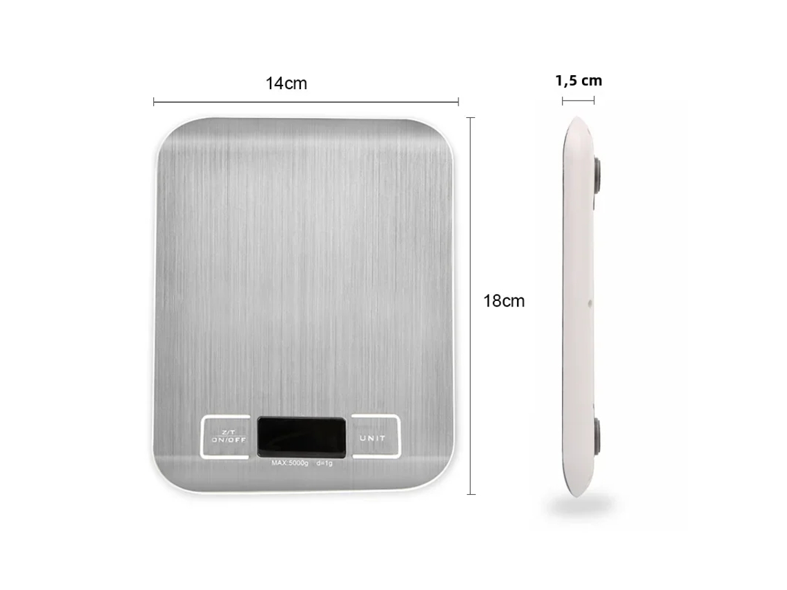 Báscula digital de alimentos MDUG con pantalla LED en acero inoxidable (10 kg)