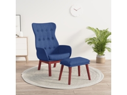 vidaXL Sillón de relax con taburete tela azul