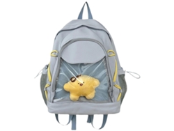 Mochila escolar transparente de PVC para niñas, de gran capacidad, ideal para libros y uso diario informal, azul, talla L.