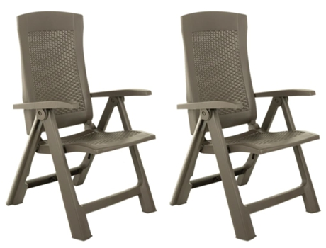 Conjunto 2 Silla de exterior VIDAXL Gris Plástico (59x67x106 cm)
