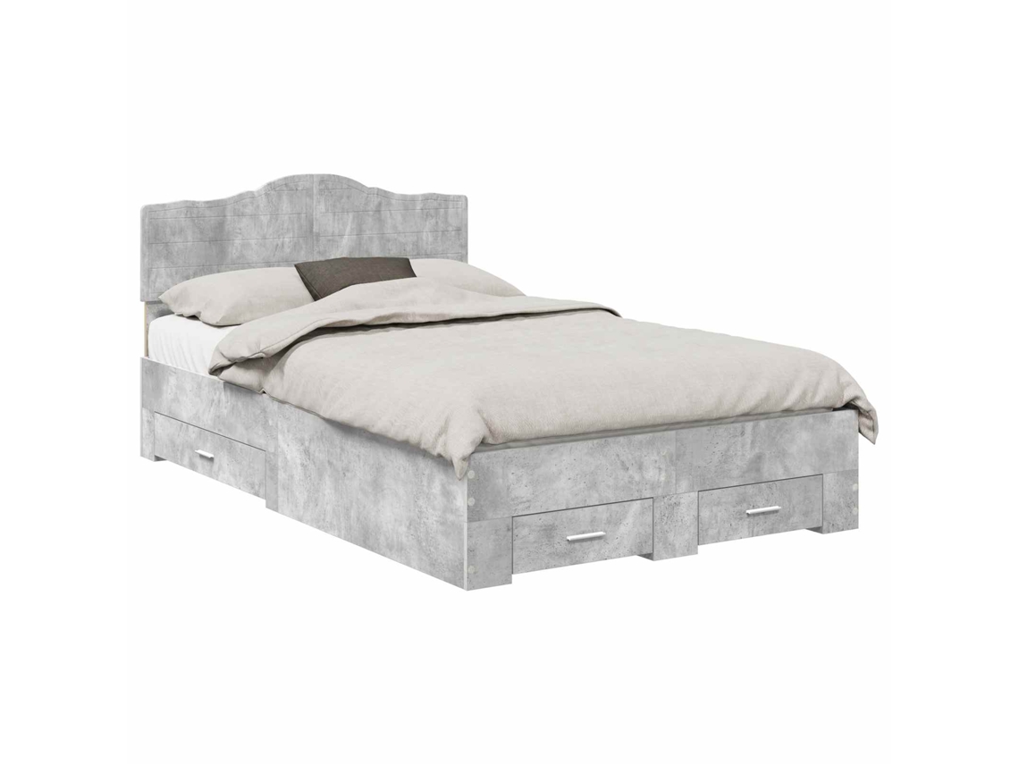 Maison Exclusive - Estructura De Cama Con Cabecera Gris Concreto 135 X 190 Cm