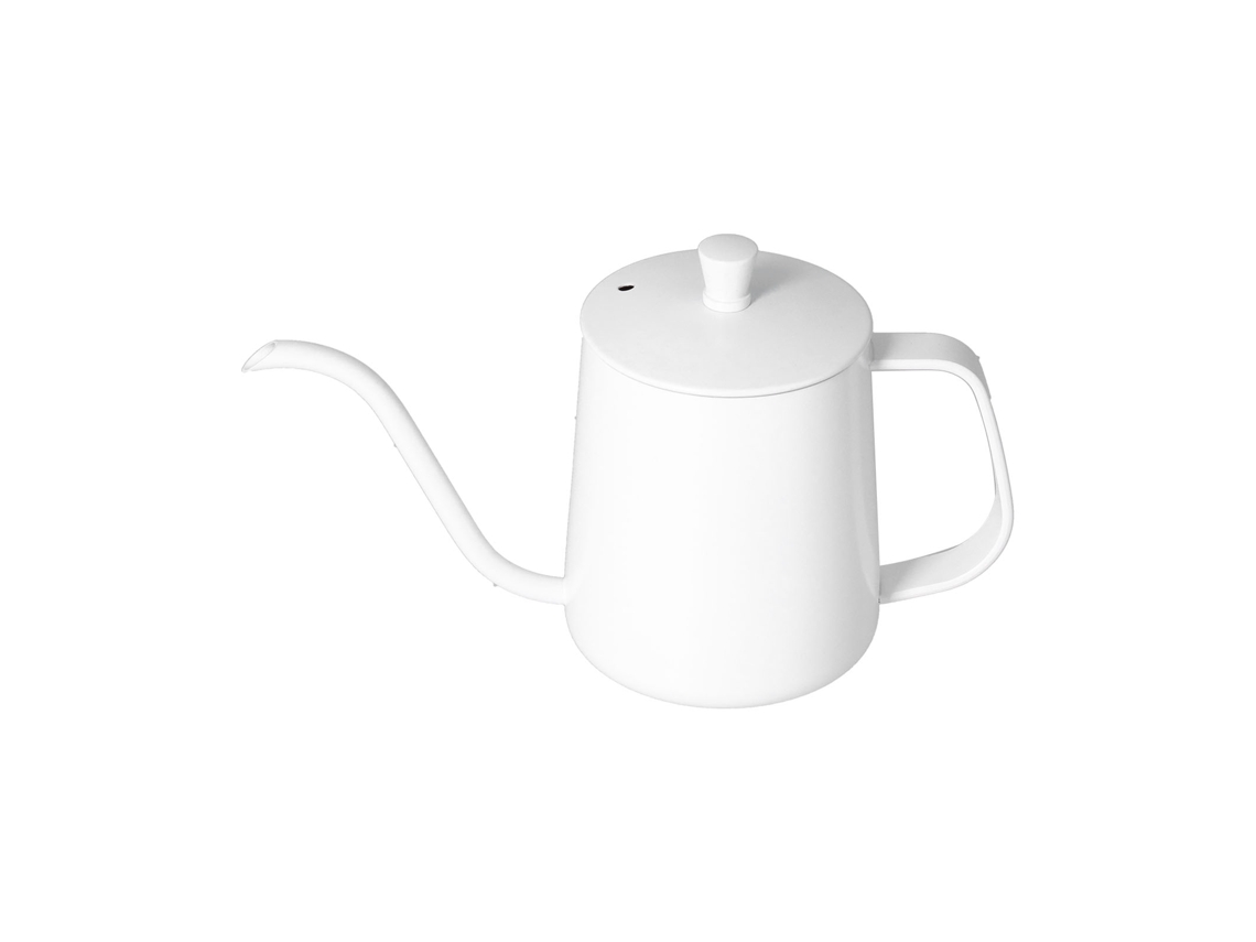 Cafetera de goteo de acero inoxidable con tapa blanca, 600 ml, color como se muestra en la imagen.
