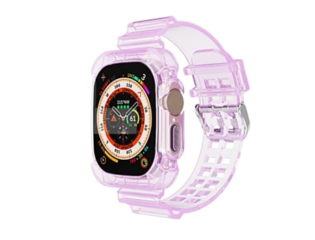 Correa de reloj inteligente para Apple Watch Ultra 49 mm Glacier Transparente TPU Correa de reloj integrada (púrpura)