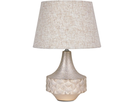 Lámpara de mesa 30x44 redondo conchas champagne tulipa beige beyonce PRESUME DE CASA