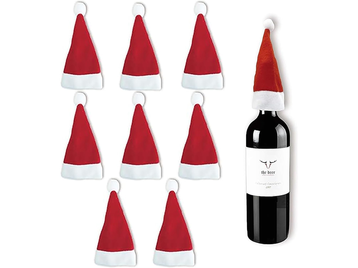 8 mini posavasos con gorros de Papá Noel: soportes para cubiertos navideños para decorar la mesa.