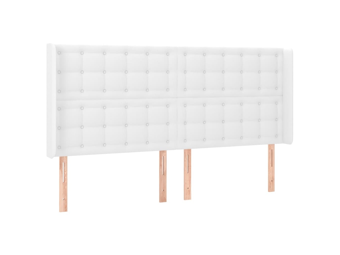 Maison Exclusive - Cabecero Con Orejas De Cuero Sintético Blanco 183x16x118/128 Cm