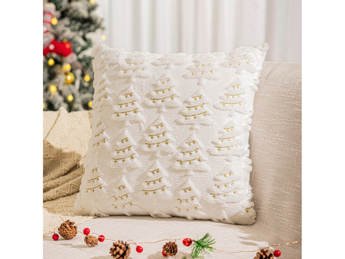 Fundas de almohada navideñas con decoración de árbol de Navidad, ideales para sofás de salón durante el invierno. 4545cm Yunzii (funda de almohada individual)