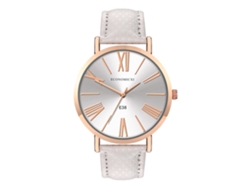 Reloj De Pulsera Unisex Con Correa De Pu, Esfera Redonda, Movimiento De Cuarzo Analógico, Blanco.