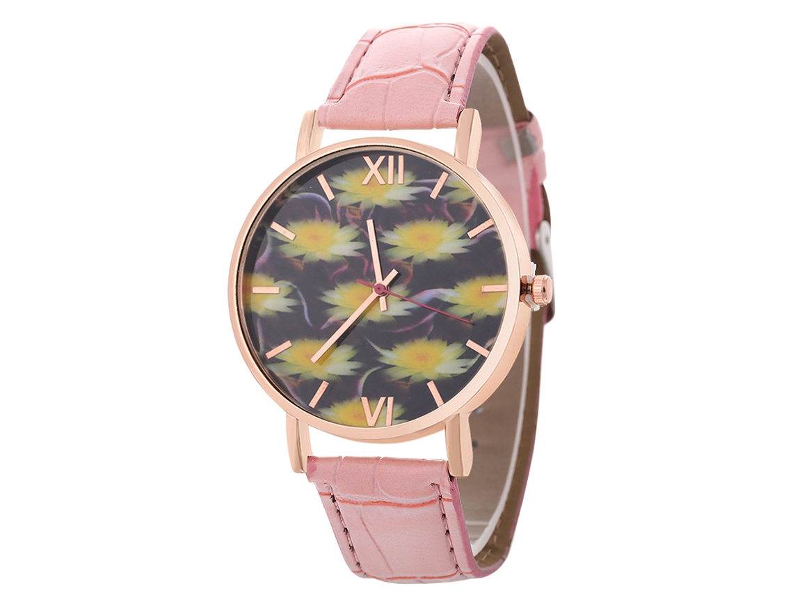 Reloj De Pulsera De Aleación Con Dial Redondo Analógico Cuarzo Para Mujer Y Hombre (rosa)