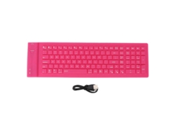 Teclado dobrável de silicone Baoj-2026 com 108 teclas, à prova d'água, design totalmente selado e digitação silenciosa, rosa.