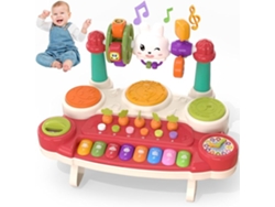 Juguete Musical Para Bebés: Teclado De Piano Interactivo Y Batería, Apto Para Niños Pequeños De 3 A 5 Años, Color Rosa. Panoona
