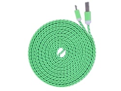 Cable De Datos Plano Universal "noodle" Para Android, Longitud 3m, Color Verde