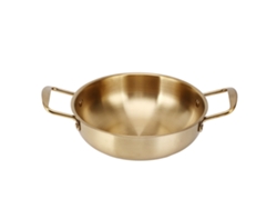 Olla para fideos ramen de acero inoxidable dorado de 24 cm (sin marca)