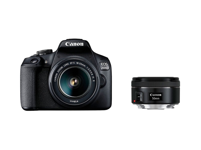Kit Cámara Réflex CANON EOS 2000D + EF-S 18-55 IS II + EF 50mm