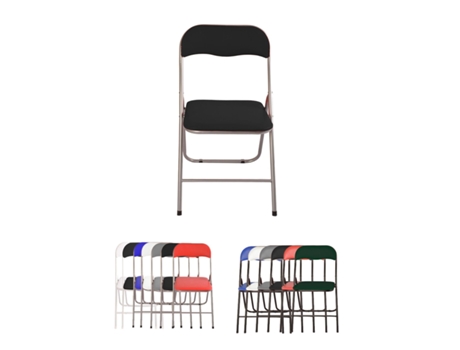 Silla Plegable Metálica Acolchada 45 x 44 x 80 cm – Silla Abatible Com cubierta Negro Estructura: Plata