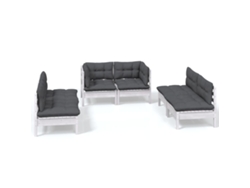 Juego de 6 sillones de jardín con cojines de pino macizo MAISON EXCLUSIVE
