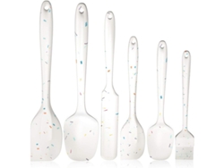 Set De 6 Espátulas De Silicona Para Cocina, Resistente Al Calor, Inoxidable, Ideal Para Cocinar Y Hornear (blanco)