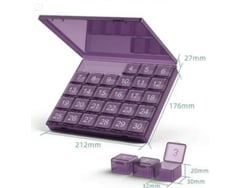 Organizador De Pastillas Chrui 4 Semanas Grandes Compartimentos Sin Bpa (morado)