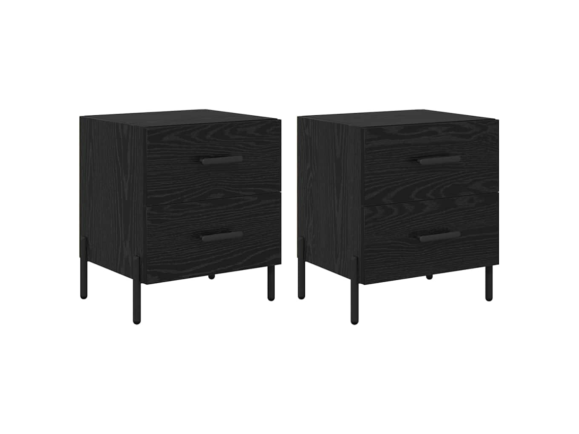 Maison Exclusive - Armario De Noche Con Cajón 2 Pcs Roble Negro 40 X 35 X 47,5 Cm