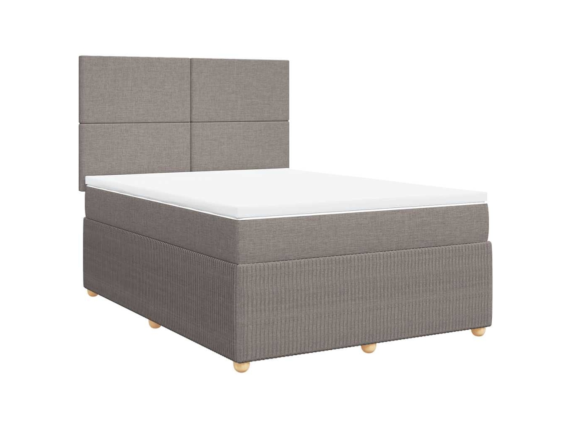 Maison Exclusive - Cama Box Spring Con Colchón Tela Gris Taupe 140x190 Cm