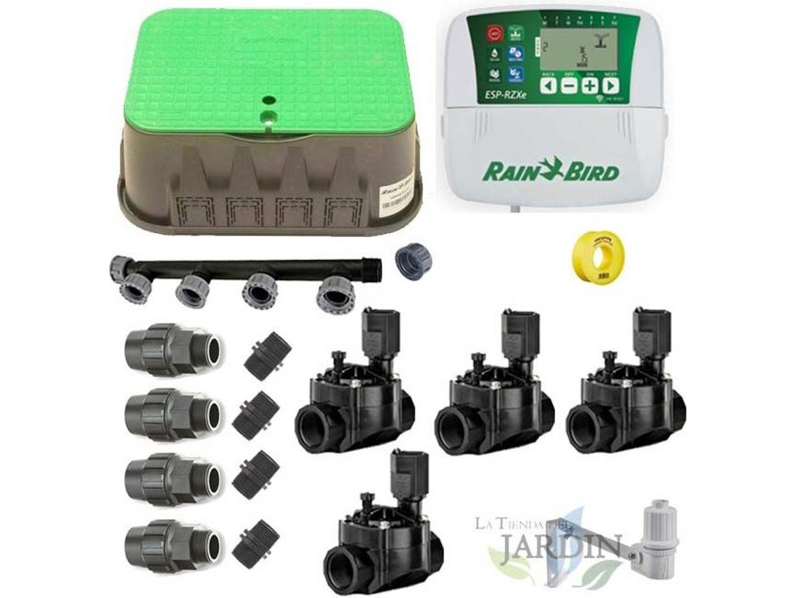 Kit Profesional Riego Automático RAIN BIRD de 4 Zonas 24V