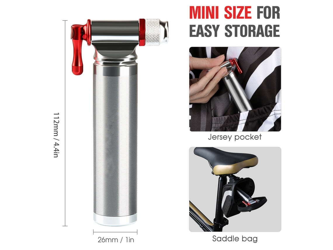 Minibomba De Aire De Co2 Para Bicicletas, Compatible Con Neumáticos De Carretera Y Montaña Con Válvulas Presta Y Schrader.