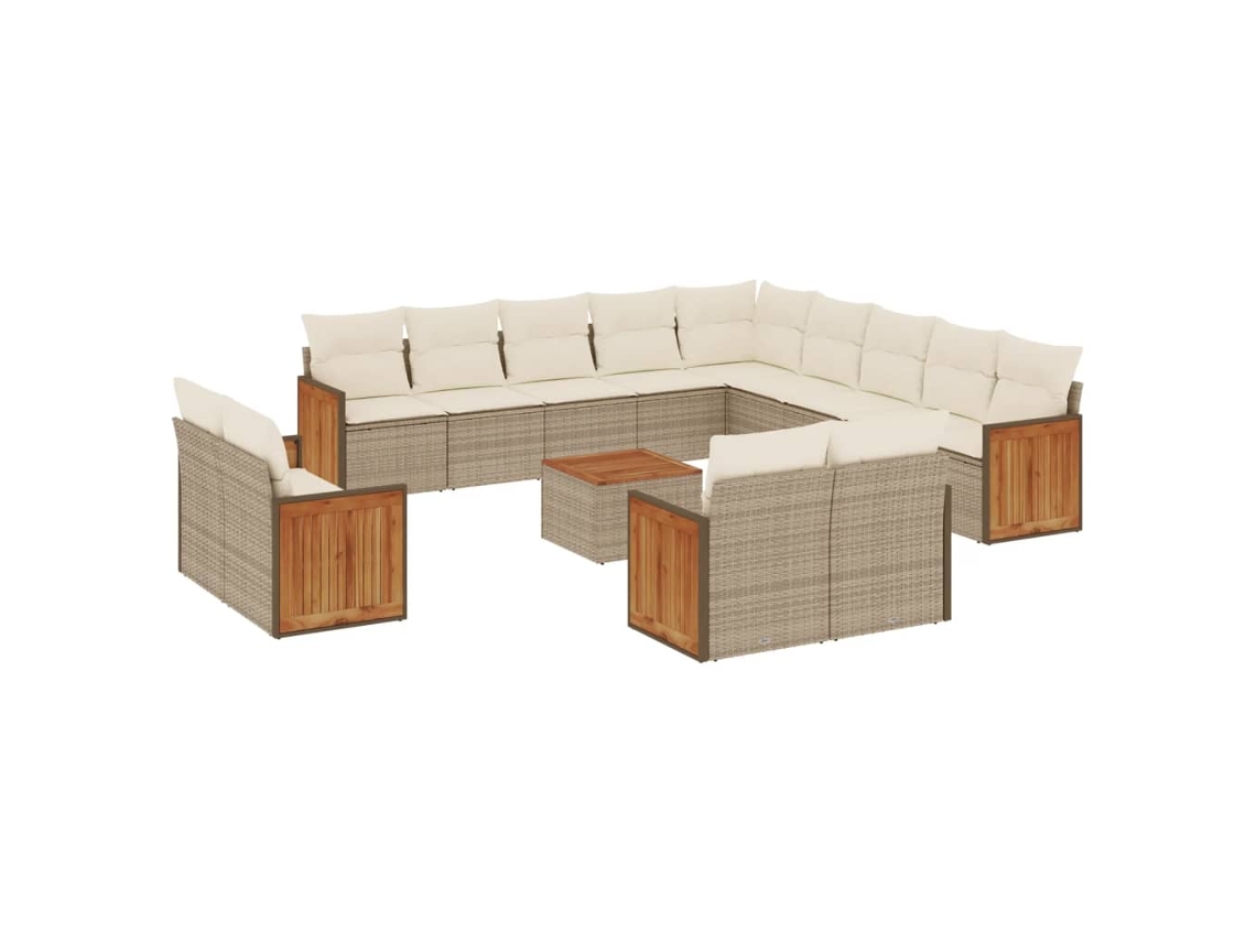 Maison Exclusive - Set Sofás De Jardín 14 Pzas Con Cojines Ratán Sintético Beige