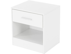 Mesita de Noche ML-DESIGN con 1 Cajón (Blanco - Melamina y Aluminio - 36,5x38,5x30 cm)