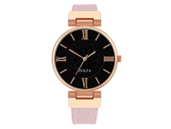 Reloj De Pulsera De Cuarzo Para Mujer Con Brazalete De Acero Rosa, Estilo Casual Y Moderno.