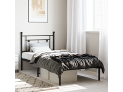 Estructura Cama Sin Colchón Con Cabecero Metal Negro 90x190 Cm