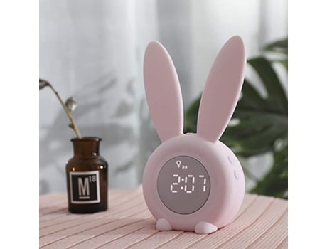 Reloj despertador para niños - Conejo lindo - Reloj de alarma creativo - Lámpara de noche - Función de snooze - Medio cronometrado