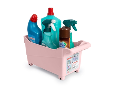 Cesta Organizadora con Ruedas Nº 4 Ideal Bajo Fregadero PLASTIC FORTE (Rosa)