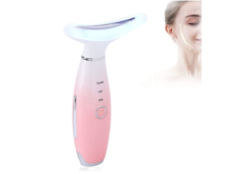 Máquina de elevación de cuello facial, máquina de masaje reafirmante de cuello portátil, rosa BISBISOUS