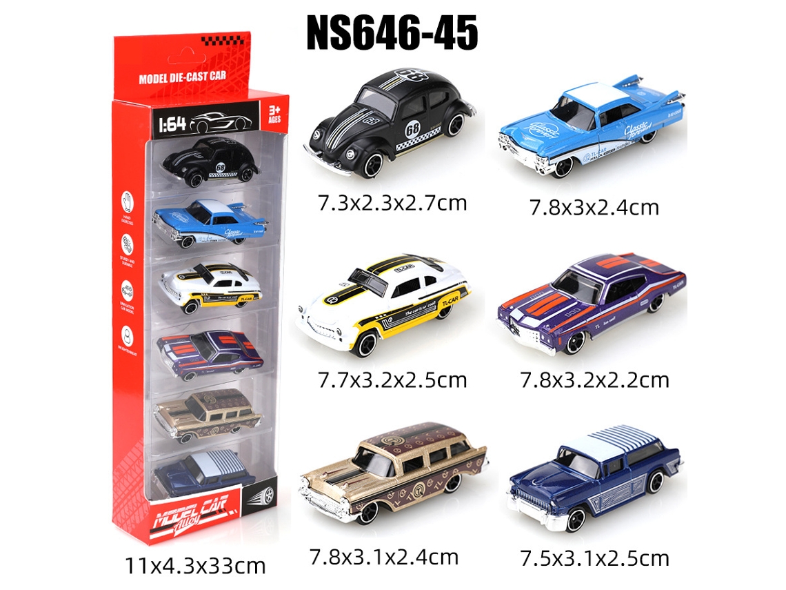(6 Coches) Mini Coches Deslizantes De Metal Fundido A Presión A Escala 1/64, Juguetes Para Niños