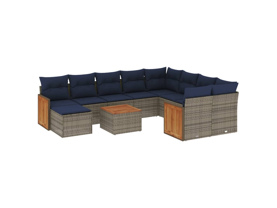 Maison Exclusive - Conjunto De Sofá De Jardín De 11 Piezas Con Cojines, Poliratán Gris