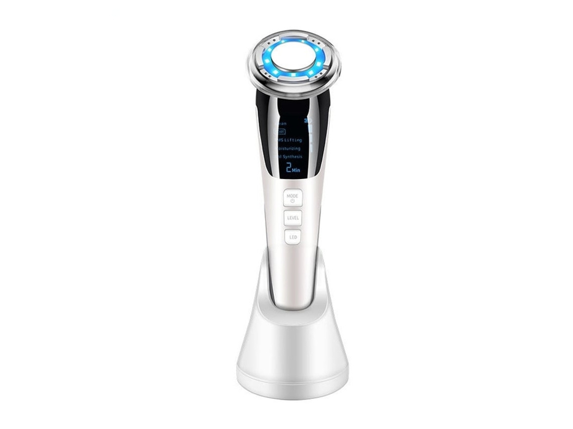 Masajeador Facial Calor Herramienta De Cuidado De La Piel Facial Hogar Spa Facial Arrugas Estiramiento De La Piel Masajeador Facial Portátil Blanco YEMAESRE