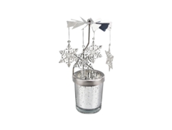Portavelas giratorio para velas aromáticas, lámpara de viento de metal plateado