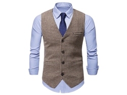2026-chaleco Hombre Mystdiy De Cuadros Solapa Simple Busto 102-118cm Temporada Todas Las Estaciones