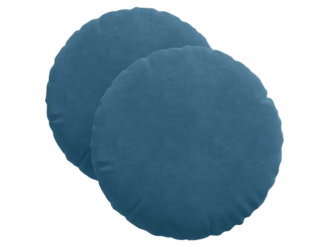 Cojines para asiento, 2 unidades, azul, Ø 40 x 13 cm, terciopelo HARLANV1