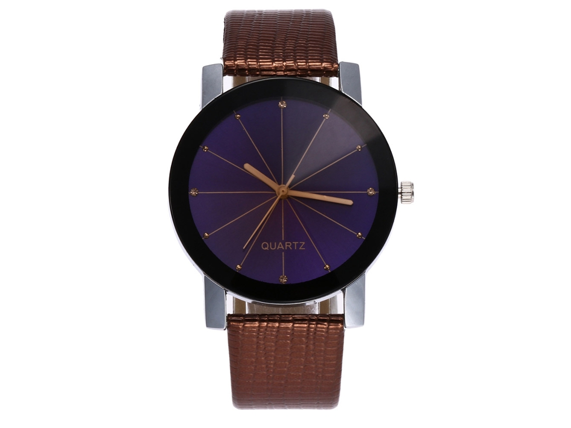 Reloj De Pulsera Unisex Estilo Simple Cuarzo Correa De Pu Café Zhoulianfa
