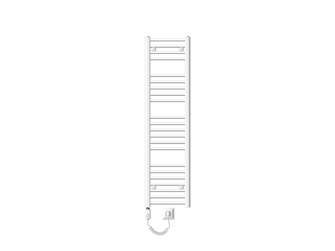 Radiador eléctrico de baño con elemento calefactor 900W 300x1400 mm Recto blanco con conexión lateral LUXEBATH