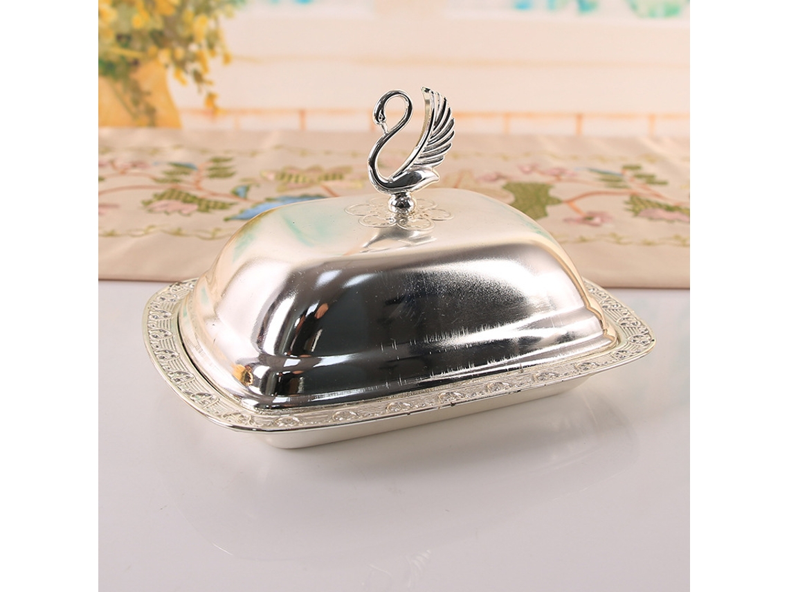 (plata) Plato De Fruta De Alta Gama De Estilo Europeo Con Tapa, Producto Metálico Para Hoteles Y Hogares.