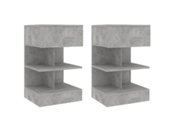 Mesitas de Noche LOVELY HOME Mesinha 2 Pcs 40X35X65 Cm Cinzento Cimento