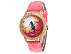 Reloj De Cuarzo De Aleación Con Textura De Madera Gato Halloween Zhoulianfa Rosa