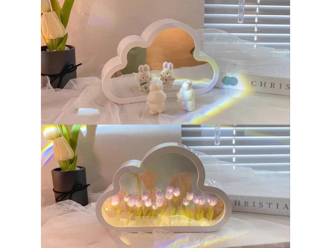 TRUMSEN-GM Diy Lámpara Decorativa Enciende La Luz Es Una Luz De Noche Apaga La Luz Es Un Espejo 20*13*4Cm Morado